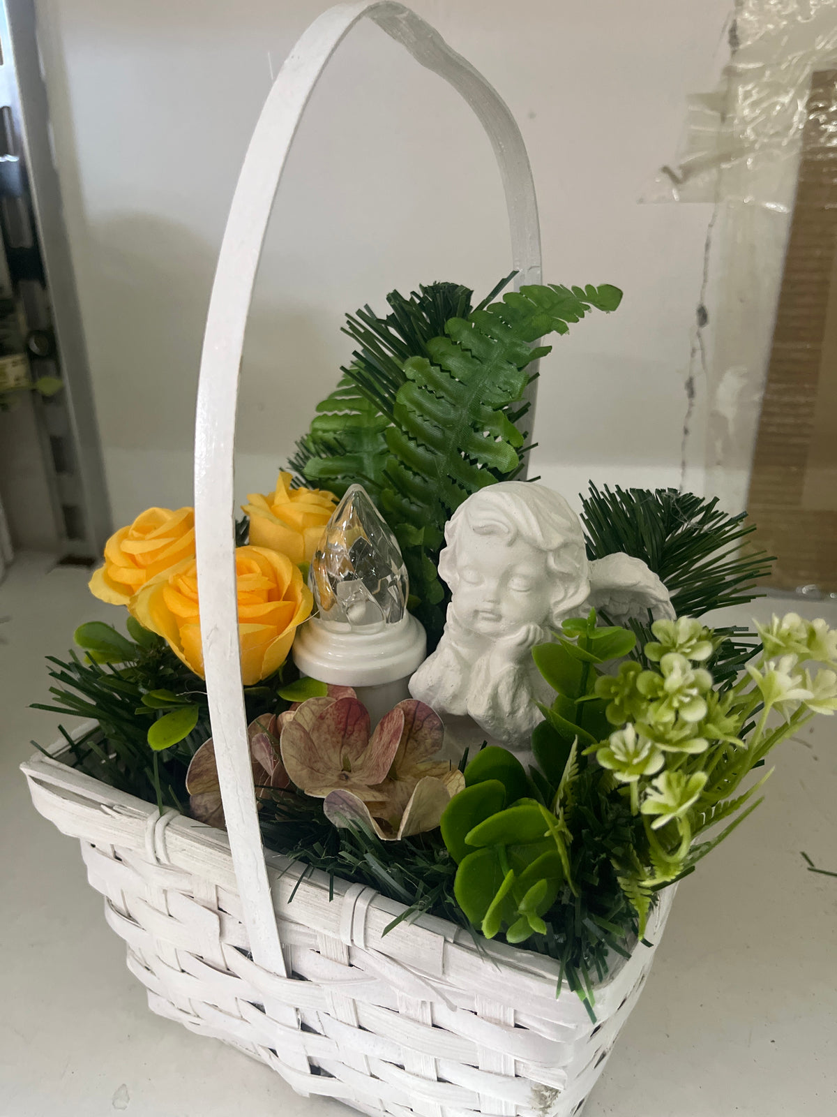 Giỏ vuông trắng thiên thần đèn